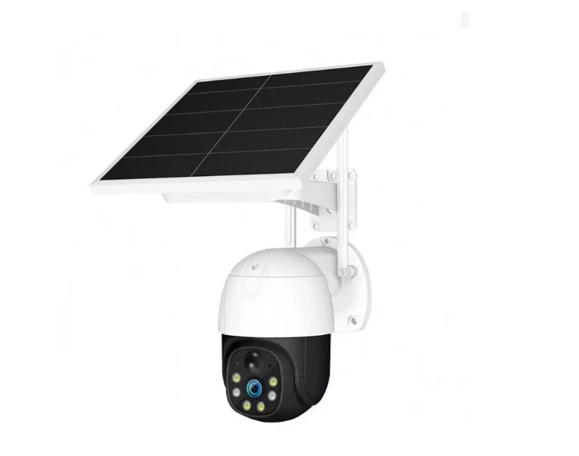 Camera de supraveghere, incarcare solara, 4g, sim, calitate 3mp, senzor detectare miscare, microfon, rotire, alba